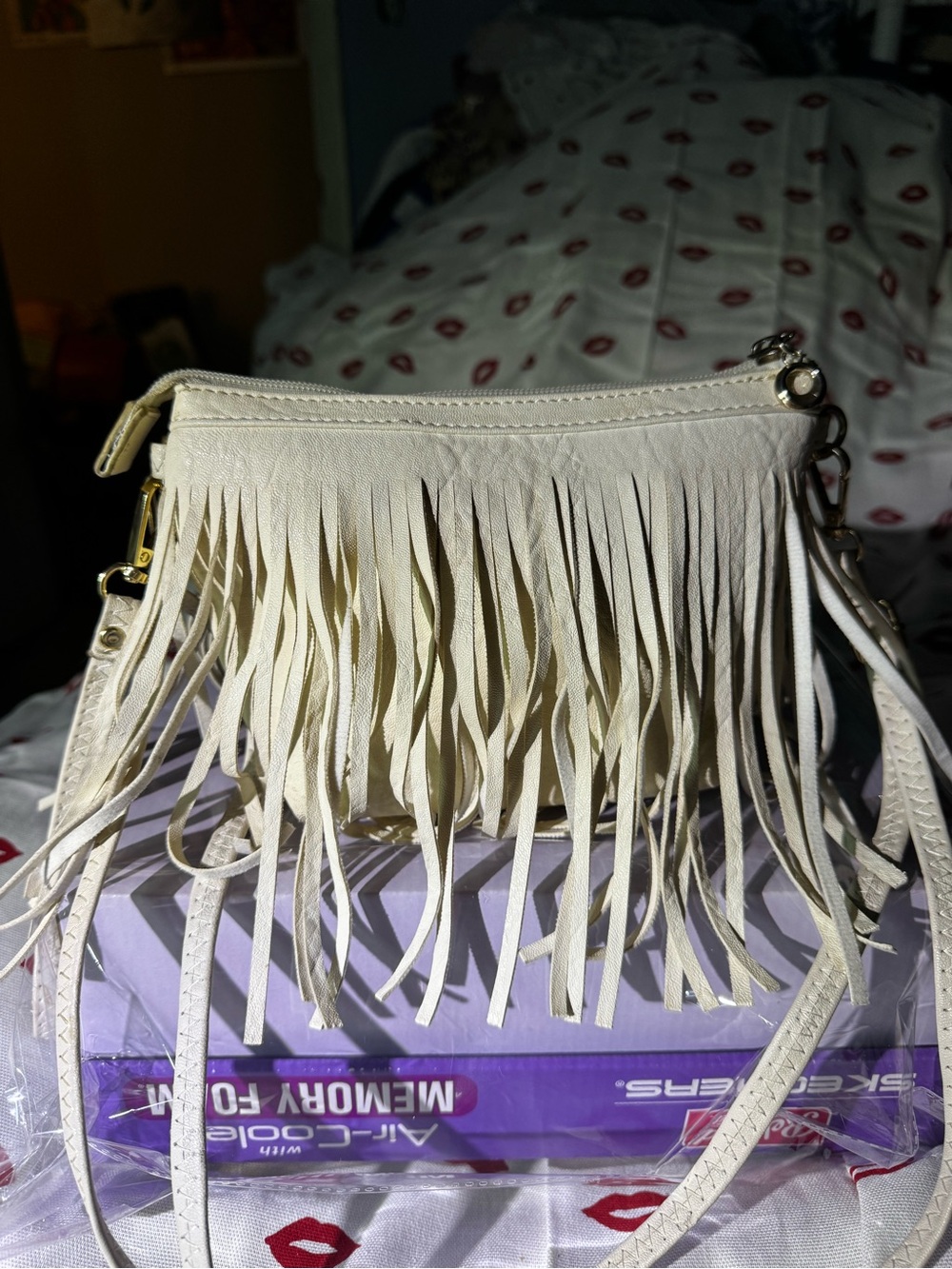 Fashion Brand Company Cream Fringed Crossbody Bag festival bohemian EUC
